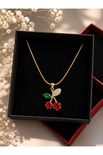 PULİNİN DÜKKANI Elegant Necklace with Cherry Figurine – Stylish and Meaningfu...