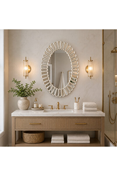Vivendo Oglinda decorativa ovala, diametru 74x58 cm, rama segmentata