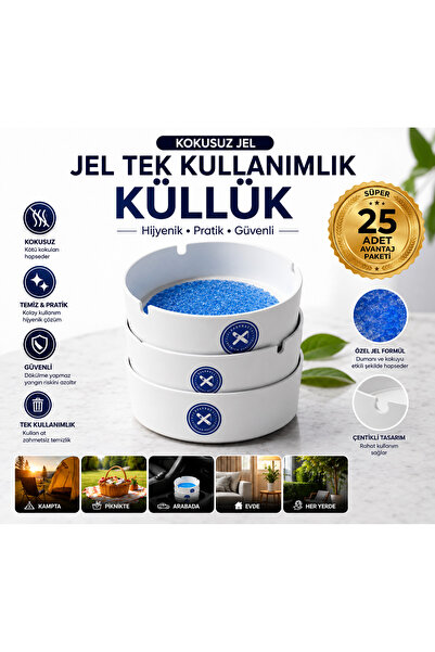 Arayx 3D 25 Adet Tek Kullanımlık Kül Tablası Kokusuz Taşınabilir Pratik Jel K...
