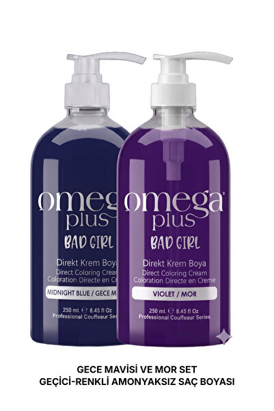 Omega Plus Gece Mavisi ve mor SET Geçici-renkli Amonyaksız Saç Boyası x1 Mor ...