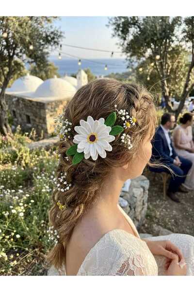 Hand Mother's Since 2024 Χειροποίητο πλεκτό αξεσουάρ μαλλιών Bodrum Papatyası...