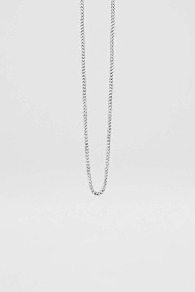 ablukaonline Unisex Thin Cuban Steel Chain Necklace Silver