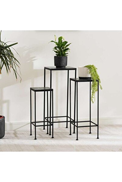 PAN HOME Perth 3 Pc Set Square Planter Stand 28x28x70cm, 23x23x60cm, 18x18x50...