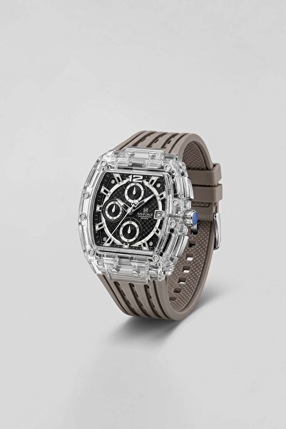 ablukaonline Men's Sport Transparent Case Chronograph Silicone Strap Wristwat...