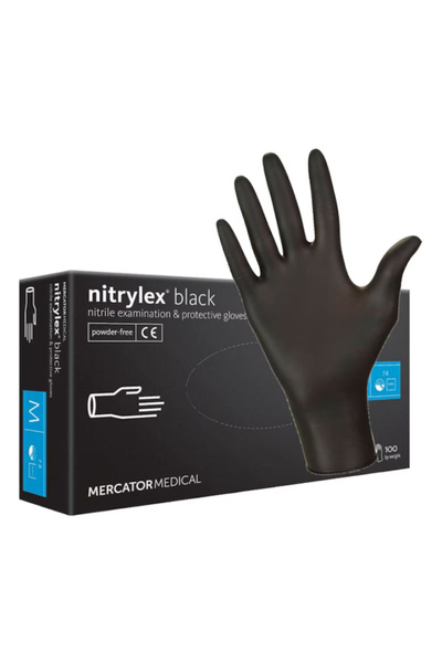 Nitrylex Mănuși de nitril negre, fără pudră, 100 bucăți, Mărimea L