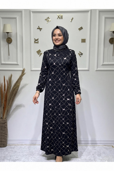 ModaMinar فستان نسائي للموسم الجديد بتفاصيل حزام الرقبة المرصع بالأحجار وقطع ...