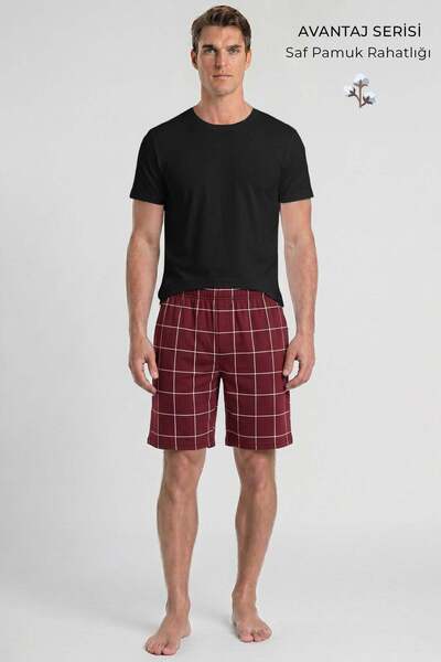 Egyptian Men's Plaid Short Shorts Claret Red