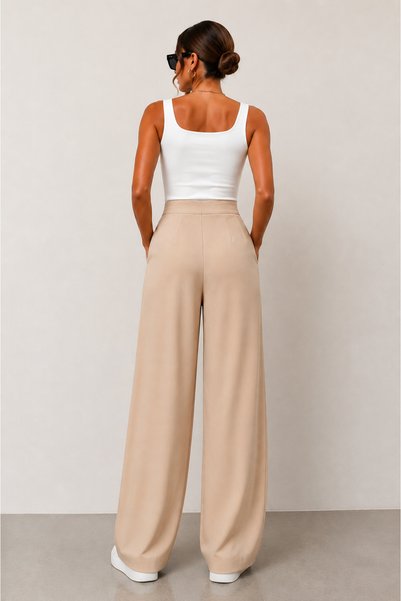 GİYİYORUM Women's Button Detailed High Waist Palazzo Trousers