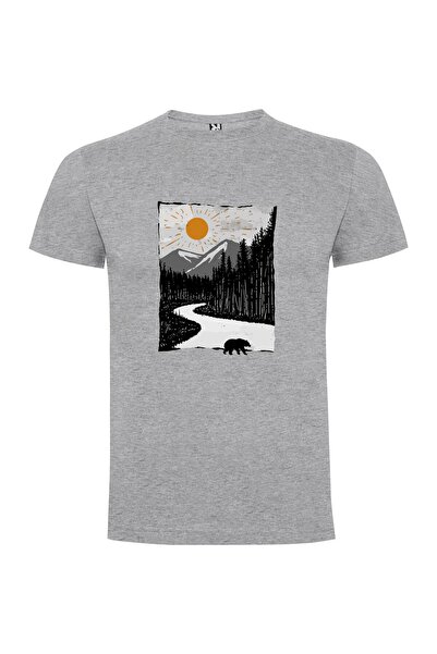 iLovePrints Mountain Bear Woodcut Tshirt