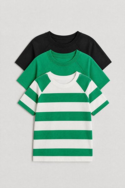 Perendi Unisex set od 3 dečije majice kratkih rukava od 100% pamuka – prugast...