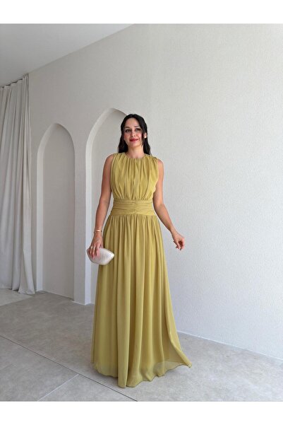 Mooi Butik Ti̇ago Maxi Dress 3706 - Oil Green