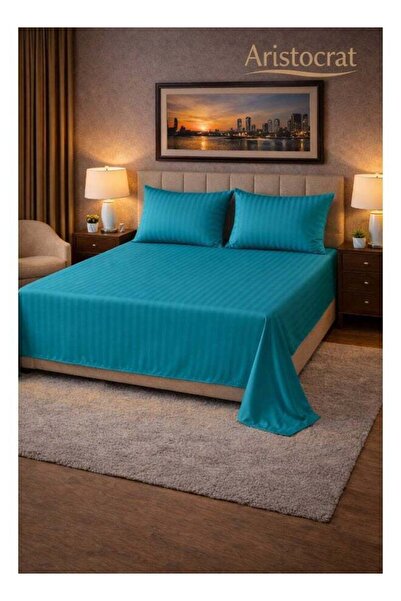 Aristocrat 3‑Piece Striped Microfiber Flat Bed Sheet Set Super King 240x260cm...