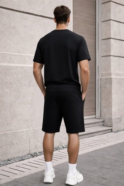 x-compass life Unisex Oversize Mountain Patterned Shorts Set – Minimal Streetwear Two-Piece Combination