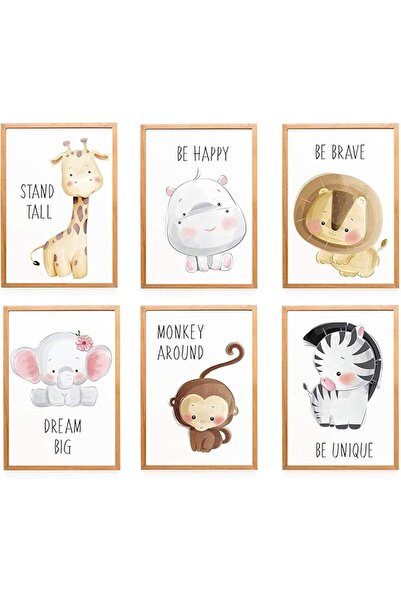 ESSESORIES SANNOBEL Pack Baby Jungle Nursery Poster Wall Art Set of 6 Self Ad...