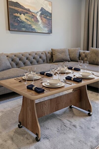 Eliusta Liva Tekerlekli MDF Yemek Masası 61x119x68 cm Çok Amaçlı Çalışma ve S...