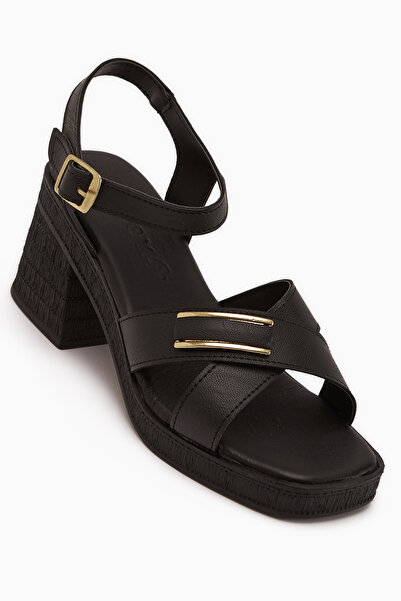 Ymn ayakkabı Gi̇sel Women's Black Ankle Strap Comfortable & Lightweight Buckl...