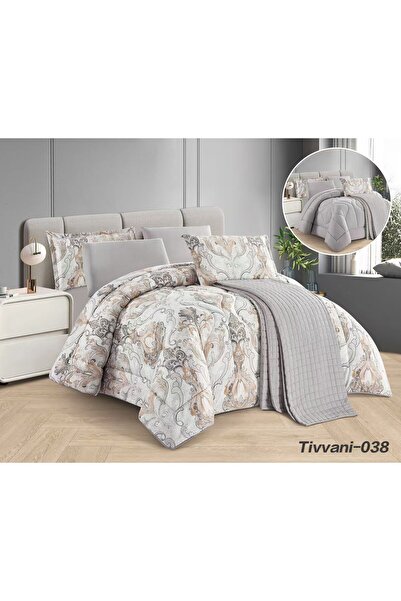 Asia Nefren Quilted 7 Piece Comforter Set |   Two-Sided Quilted -Compressed- ...