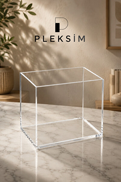 ulusoypleksi Premium Şeffaf Kapaksız Çok Amaçlı Saklama Kutusu (15cm x 15cm x...