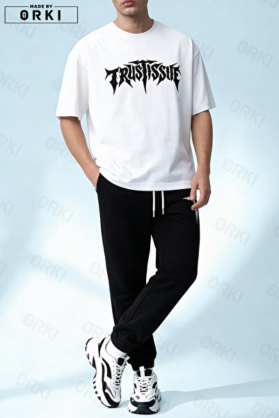 EFFRENATU Trust Problem Printed Oversized Unisex T-Shirt Tracksuit Set