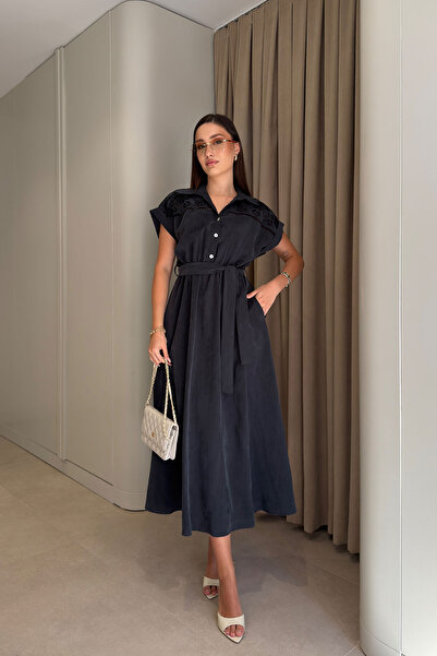 MAGARDE Fisto Detailed Tensel Dress - Dark Blue
