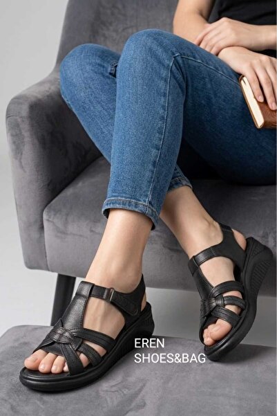 Venüs Eren Shoes&Bag Genuine Leather Velcro Tape Detailed Comfortable Flat He...
