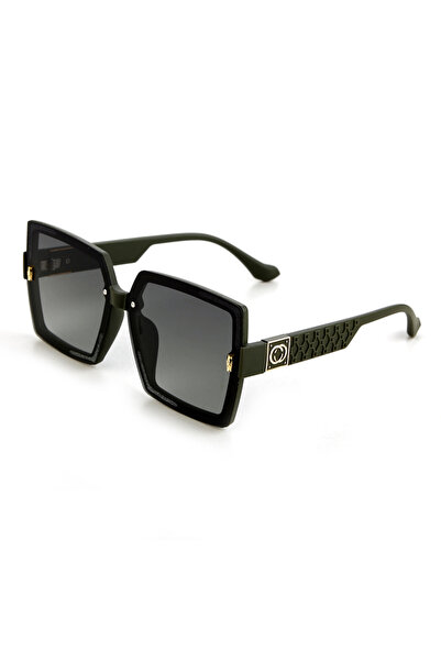 Tessero Ochelari de soare Dama Cat-Eye Geometric, Rama Supradimensionata Neag...