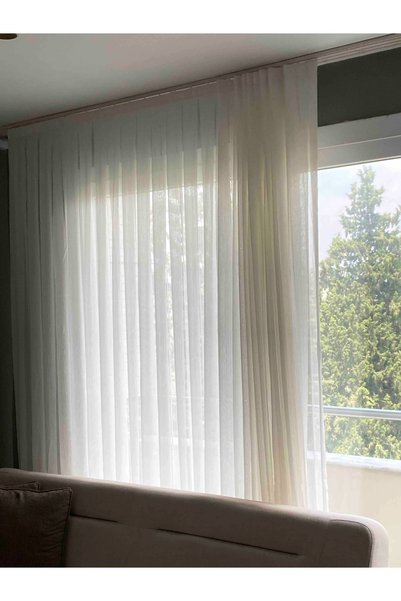 Storlant Gold Color Draped Tulle Curtain |   Frequent Pleated 1/3 Fold |   Stylish Model for Living Room and Room