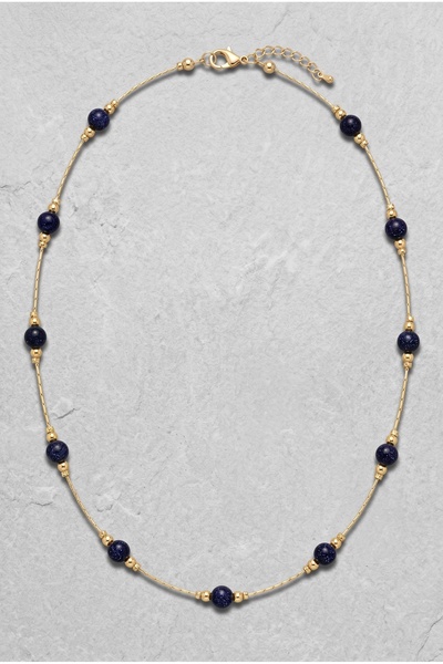 Mijja Blue Star Stone Gold Color Lacquer Coating Anti-Tarnish Stainless Elega...