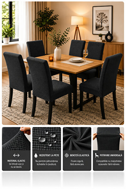delfin HomeRoy Set 6 Huse Scaune Universale Supra - Elastice Set 6 bucăți