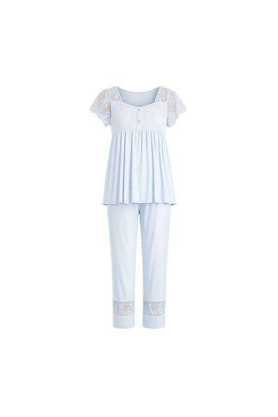 Generic Maternity Pajama Set – Soft &amp; Elegant with Lace Details