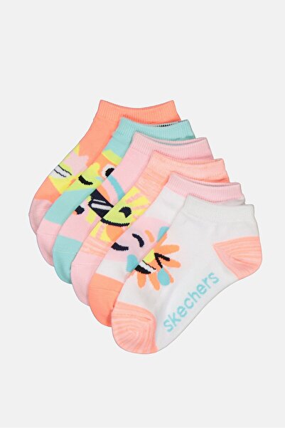 SKECHERS Kids Girl 6 Pairs Brand Logo Low Cut Socks, Multicolor