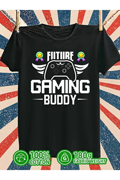 LİNA06 قمصان رجالية سوداء مطبوعة بتصميم Future Gaming Buddy Games، 180 جرام، ...