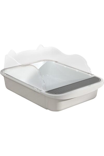 Arabest Cat Toilet Sand Box, Semi Enclosed Open Top Pet Cat Toilet Sand Box, ...