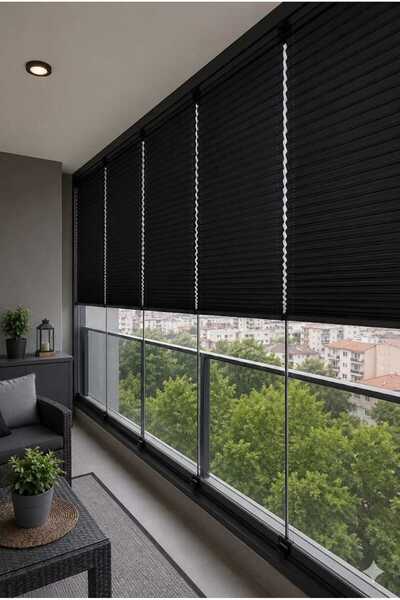kızılkaya plise perde Siyah Plise Perde - Katlanır Cam Balkon Perdesi - Ofis ...