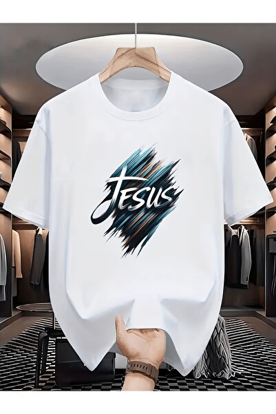 NOURAM تي شيرت رجالي كاجوال برقبة دائرية ونقشة هندسية، مصنوع من قماش قطني محب...