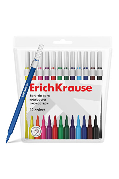 OEM Marker cu vârf fibros ErichKrause, culori deschise, set de 12 culori