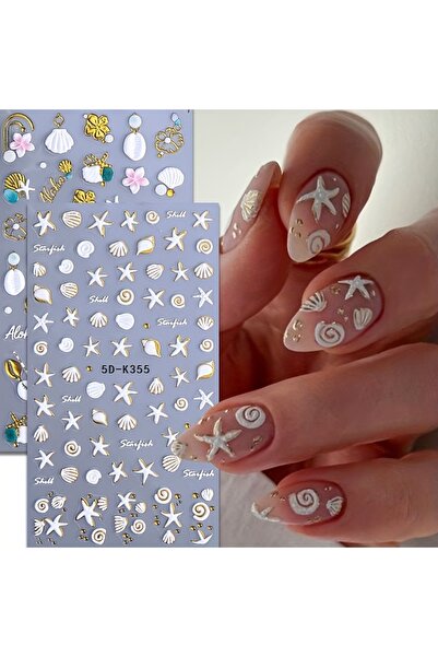 Choice4 green Summer floral beach animal relief nail stickers, used for DIY n...