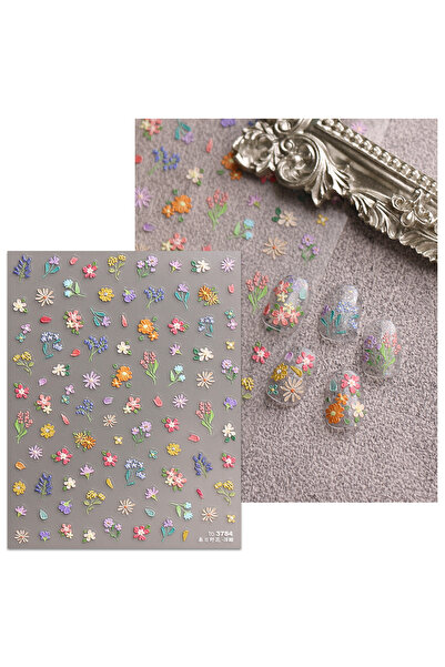 choice2 1pcs to3784 1/2pcs Embossed 5D Florals Nail Art Stickers Spring Summe...
