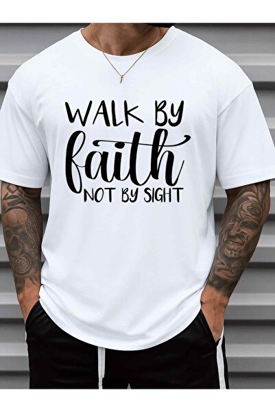 NOURAM Men'S Walk Tee God Graphic T-Shirt - 180gsm Heavyweight 100% White Chr...