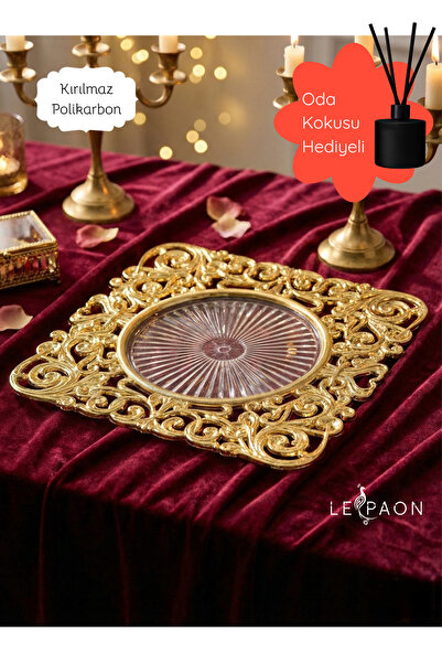 Le Paon 8 Adet Kare Gold Supla Seti 30 cm - Kare Amerikan Servis ve Yemek Mas...