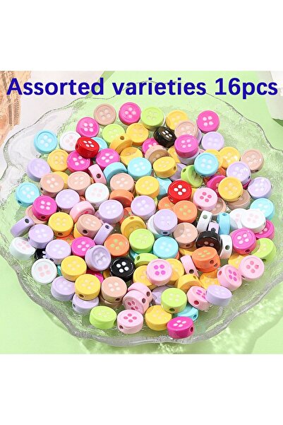 Choice1 16pcs 2/8/16pcs Multi-color Acrylic Circular Button Shaped Beads Bead...