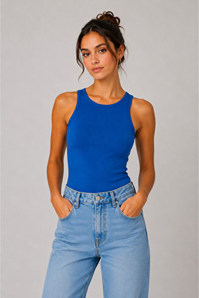 PARSHEY Kadın Slim Fit Halter Yaka Kolsuz Basic Atlet Body