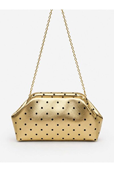 Madamra Gold Polka Dot Women's Polka Dot Chain Strap Clutch and Shoulder Bag