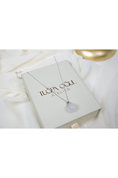 ATELİER TUĞBA Kol472 Silver White Natural Stone Endless Design Necklace