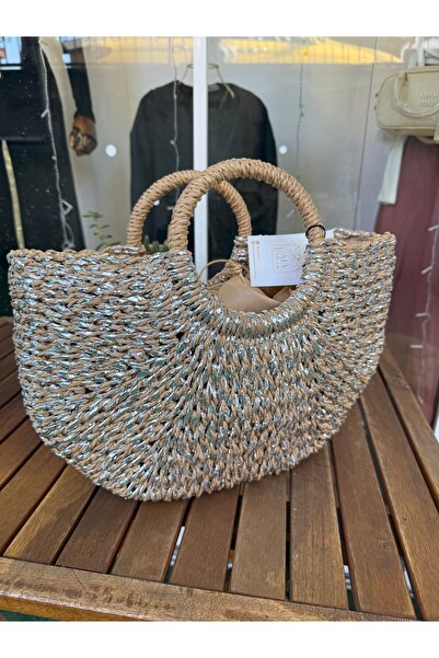 ALVWOMAN حقيبة منسوجة يدويًا من القش (38x24x10 سم)