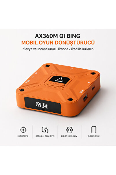 GetBlueTech AX360M iOS Klavye Mouse Dönüştürücü | iPhone & iPad Mobil Oyun Ad...