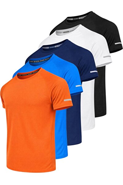 pandy Pack of 5 Unisex Athletic Technical Sports T-Shirts with Quick Drying F...