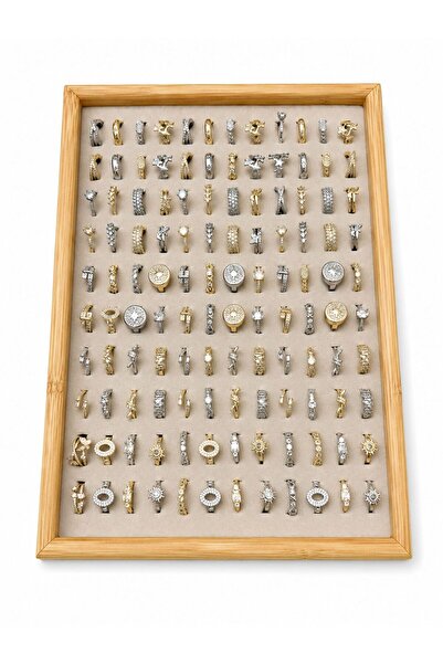 Mervişim Aksesuar Yerli Üretim Süet Kumaş Krem Kenarı Tahta Bambu 34/24 cm Çe...