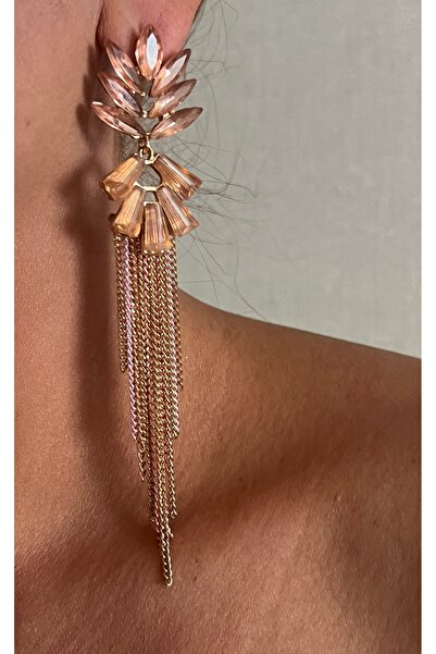 tones official Big Cinnamon Apricot Pink Color Stone Water Earrings