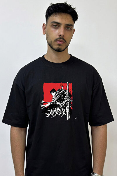 Anetos Guts Berserk_9 Design Printed Oversize Black T-Shirt